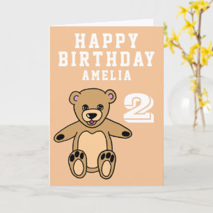Cute Teddy Bear 2nd Birthday Happy Birthday Card