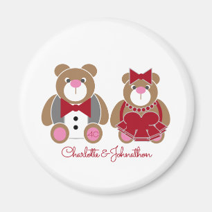 Cute teddy bear 40th ruby wedding anniversary magnet