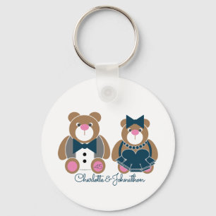 Cute teddy bear 45th sapphire wedding anniversary keychain