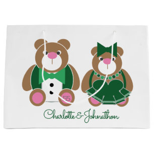 Cute teddy bear 55th emerald wedding anniversary large gift bag