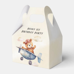 Cute Teddy Bear Airplane 1st Birthday Party  Favor Box