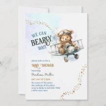  Cute Teddy Bear Airplane Baby Boy Shower