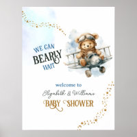  Cute Teddy Bear Airplane Baby Boy Shower Welcome