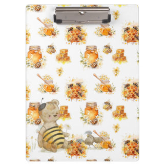 cute teddy bear and bees clipboard