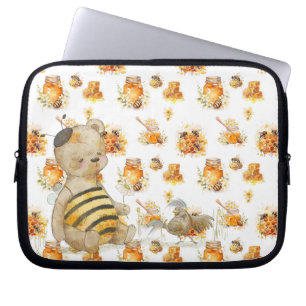  cute teddy bear and bees  laptop sleeve