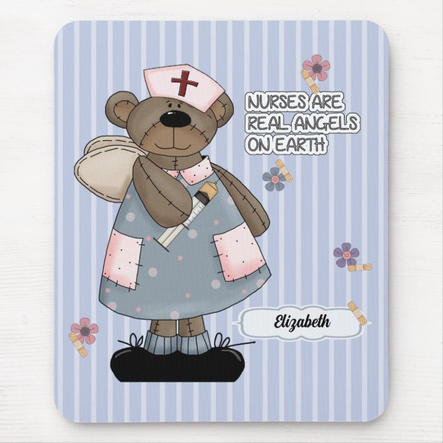 Cute Teddy Bear Angel Nurse Appreciation Gift  Mouse Pad (Front)
