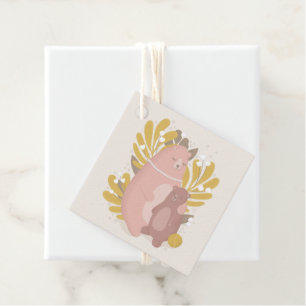 Cute Teddy bear animals Mom and baby. Mothers day Favour Tags