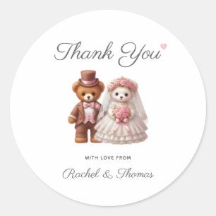 Cute Teddy Bear  Anniversary Wedding Thank You Classic Round Sticker