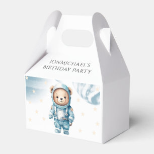 Cute Teddy Bear Astronaut Birthday Party Favor Box
