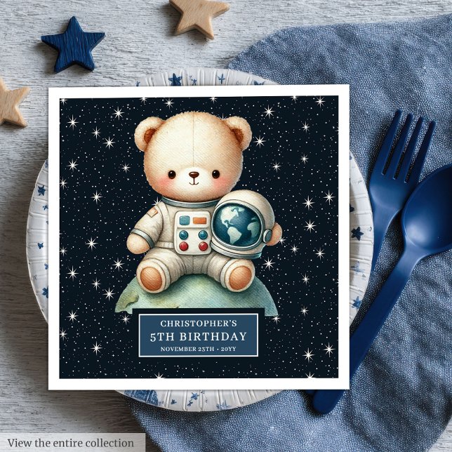 Cute Teddy Bear Astronaut Napkins for Shower Party (Cute Teddy Bear Astronaut Napkins for Shower Party)