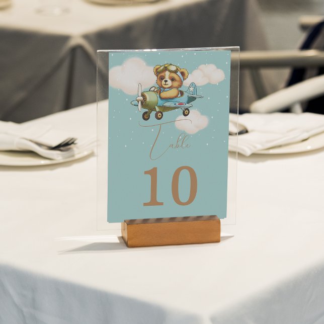 Cute Teddy Bear Baby Avion Pilote Numéro de table (Cute Teddy Bear Baby Airplane Pilot Table Number)
