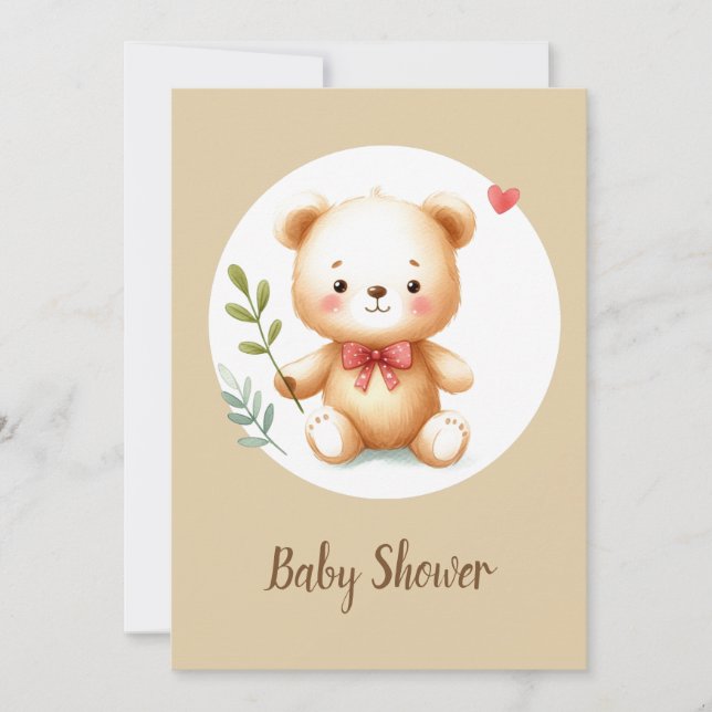 Cute Teddy Bear Baby  Baby Shower Invitation (Front)