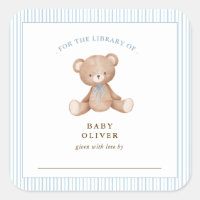 Cute Teddy Bear baby boy Bookplate