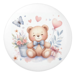 Cute Teddy Bear Baby Room Ceramic Knob