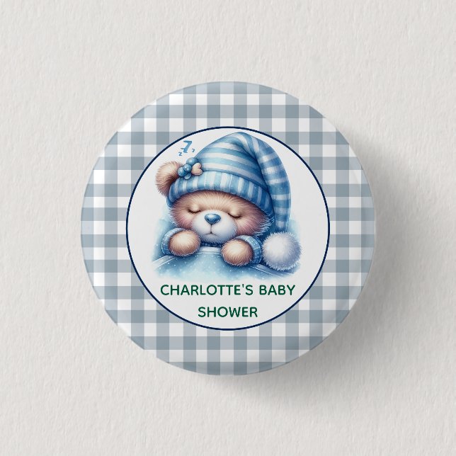 Cute Teddy Bear Baby Shower 1 Inch Round Button (Front)