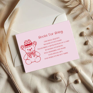 Cute Teddy Bear Baby Shower Books for Baby Enclosure Card