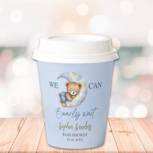Cute Teddy Bear Baby shower boy Paper Cups