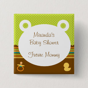 Cute Teddy Bear Baby Shower Button