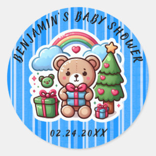 Cute Teddy Bear Baby Shower Classic Round Sticker