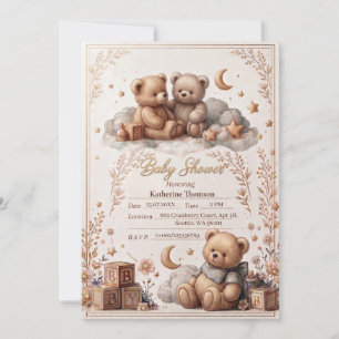 Cute Teddy Bear Baby Shower Invitation