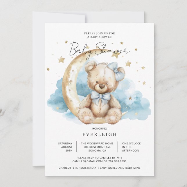 Cute Teddy Bear Baby Shower Invitation (Front)