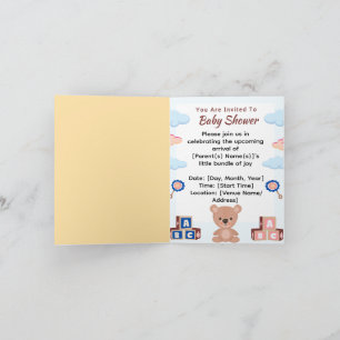 Cute Teddy Bear Baby Shower Invitation