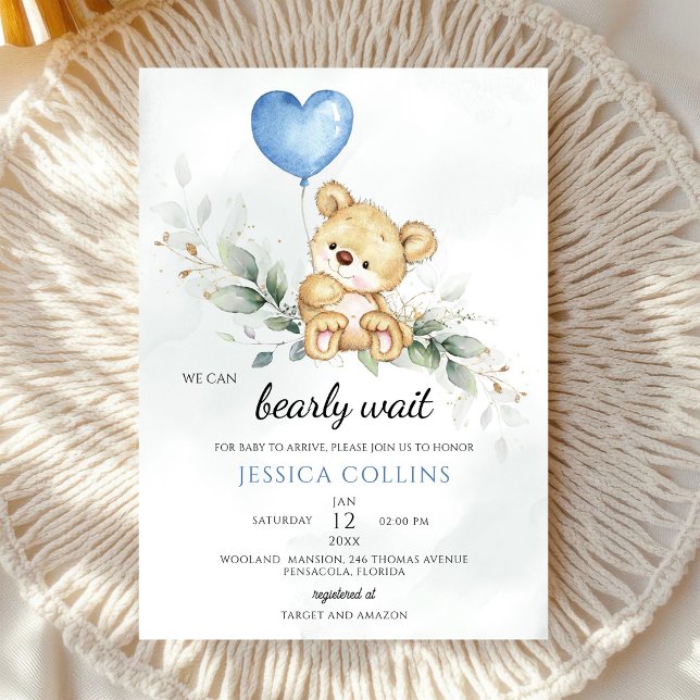 Cute Teddy Bear Baby Shower Invitation (Creator Uploaded)