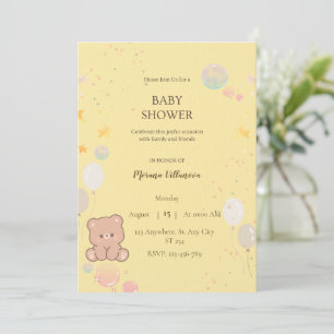 Cute Teddy Bear Baby Shower Invitation 