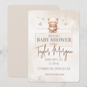 Cute Teddy Bear Baby Shower Invitation