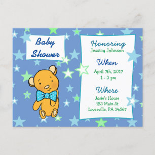 Cute Teddy Bear Baby Shower Invitation Postcard