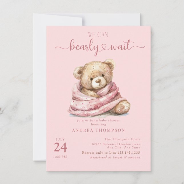 Cute Teddy Bear Baby Shower Invitations (Front)