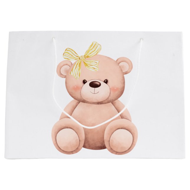 Cute teddy bear baby shower kid birthday gift large gift bag (Front)