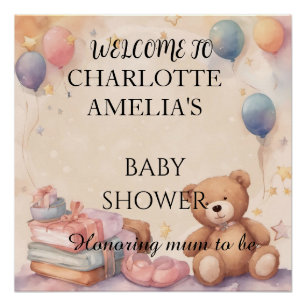 Cute Teddy Bear Baby Shower Poster