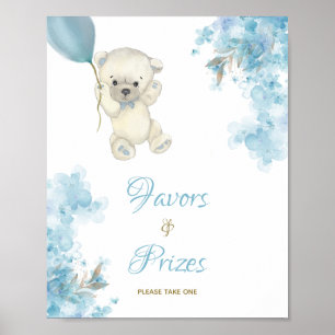 Cute Teddy Bear Baby Shower Sign Favours & Prizes