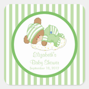 Cute Teddy Bear Baby Shower Square Sticker! Square Sticker