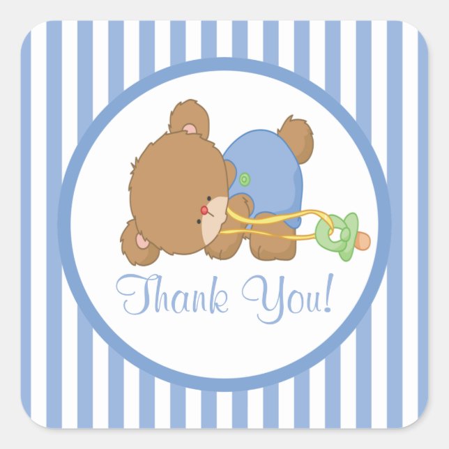 Cute Teddy Bear Baby Shower Square Sticker! Square Sticker (Front)