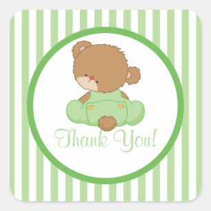 Cute Teddy Bear Baby Shower Square Sticker! Square Sticker