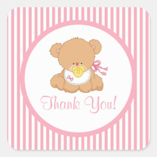 Cute Teddy Bear Baby Shower Square Sticker! Sticker