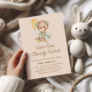 Cute Teddy Bear Baby Shower – We Can Bearly Wait  Invitation