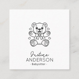Cute Teddy Bear Babysitting Business Card | Kite