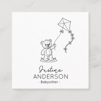 Cute Teddy Bear Babysitting Business Card | Kite