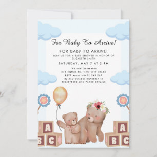 Cute Teddy Bear Balloon Theme Invitation