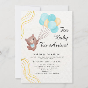 Cute Teddy Bear Balloon Theme Invitation