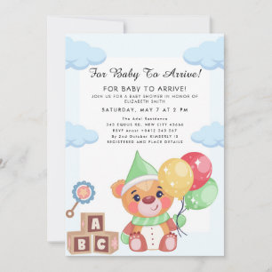 Cute Teddy Bear Balloon Theme Invitation