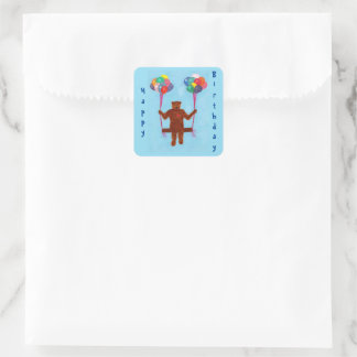 Cute Teddy Bear Balloons Birthday Stickers 2