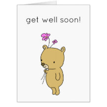 Cute Teddy Bear Bear Sick Get Well Card