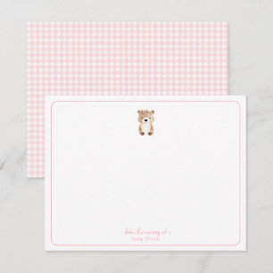 Cute Teddy Bear Bébé fille Carte de remerciements