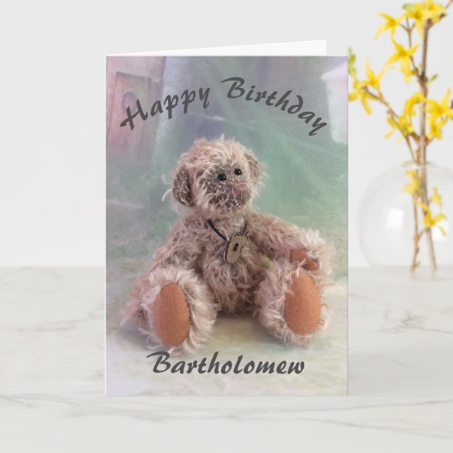 Cute Teddy Bear Birthday Card (Yellow Flower)