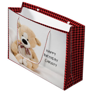 Cute Teddy Bear Birthday  Large Gift Bag