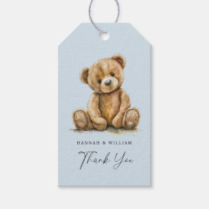 Cute Teddy Bear Blue Baby Boy Baby Shower Gift Tags